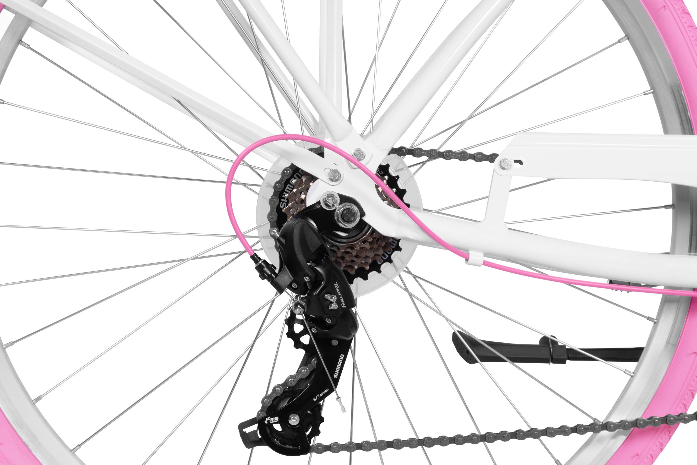 Davi Bianca Cruiser Női Kerékpár Alumínium 7 fokozat 28, 160-185 cm, Fehér/Rózsaszín - Image 4