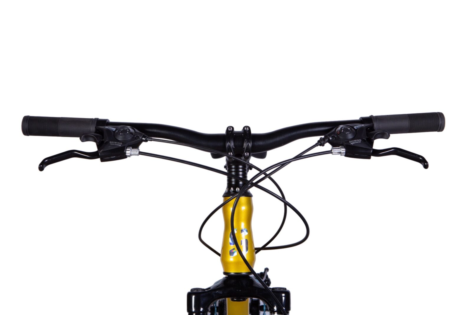 Sárga mountain bike kormány részletes nézete