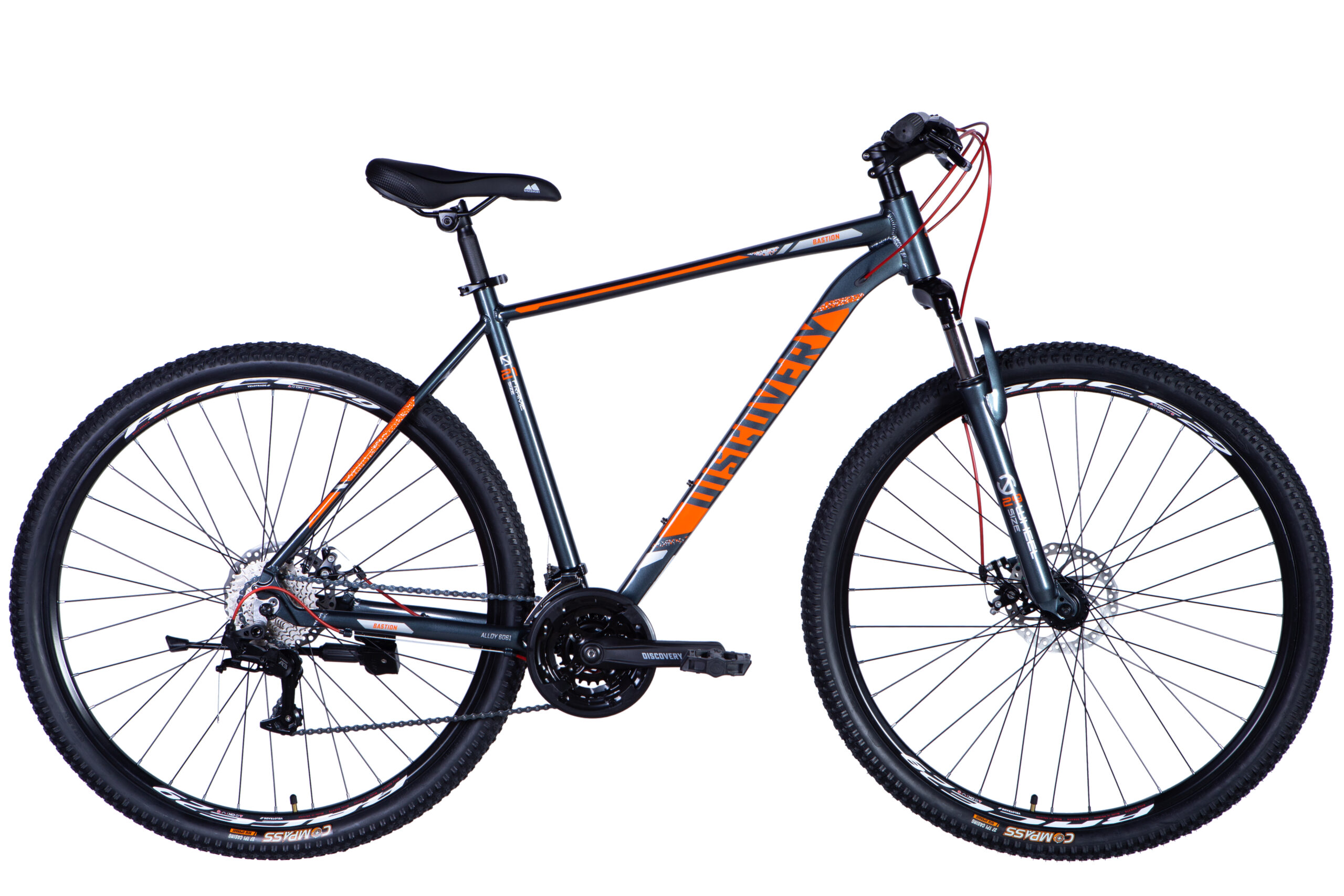 Férfi terepkerékpár fekete-narancssárga dizájnnal