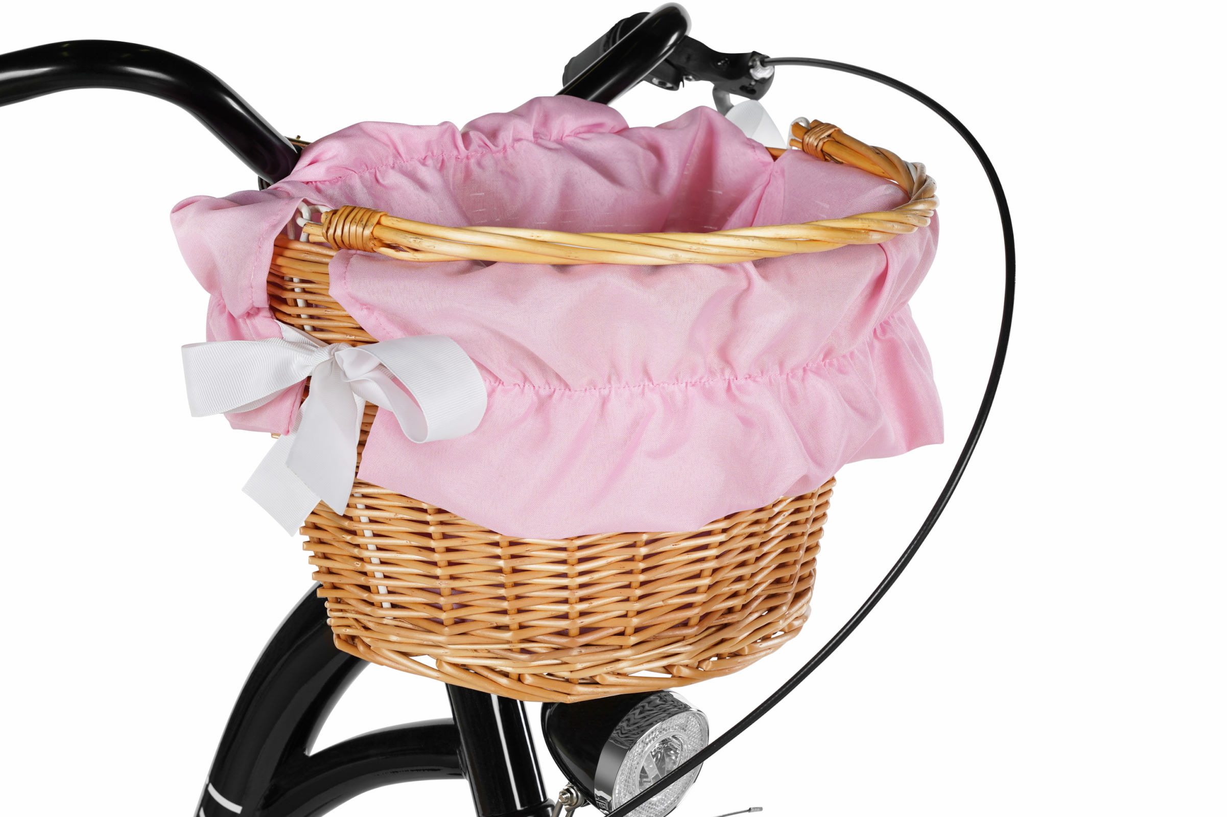 Bicikli kosár rózsaszín béléssel és masnival.