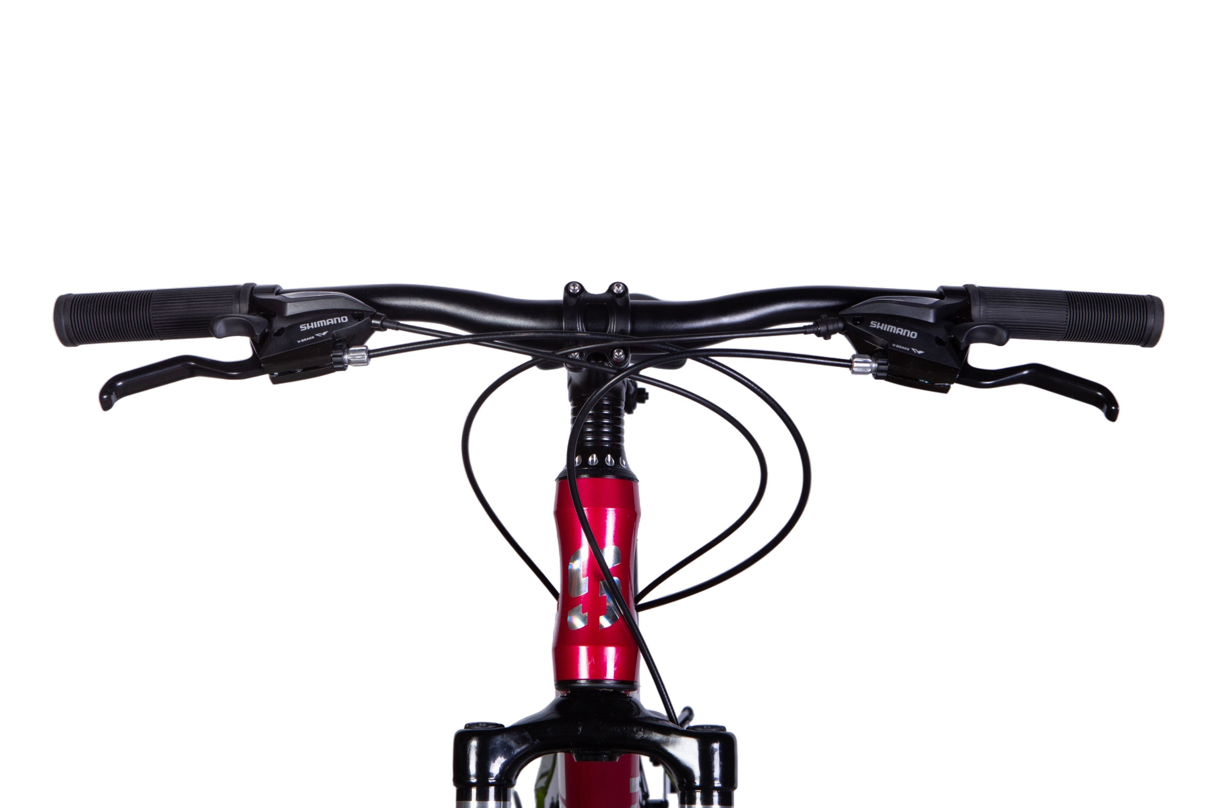 Kerékpár kormány piros vázzal.