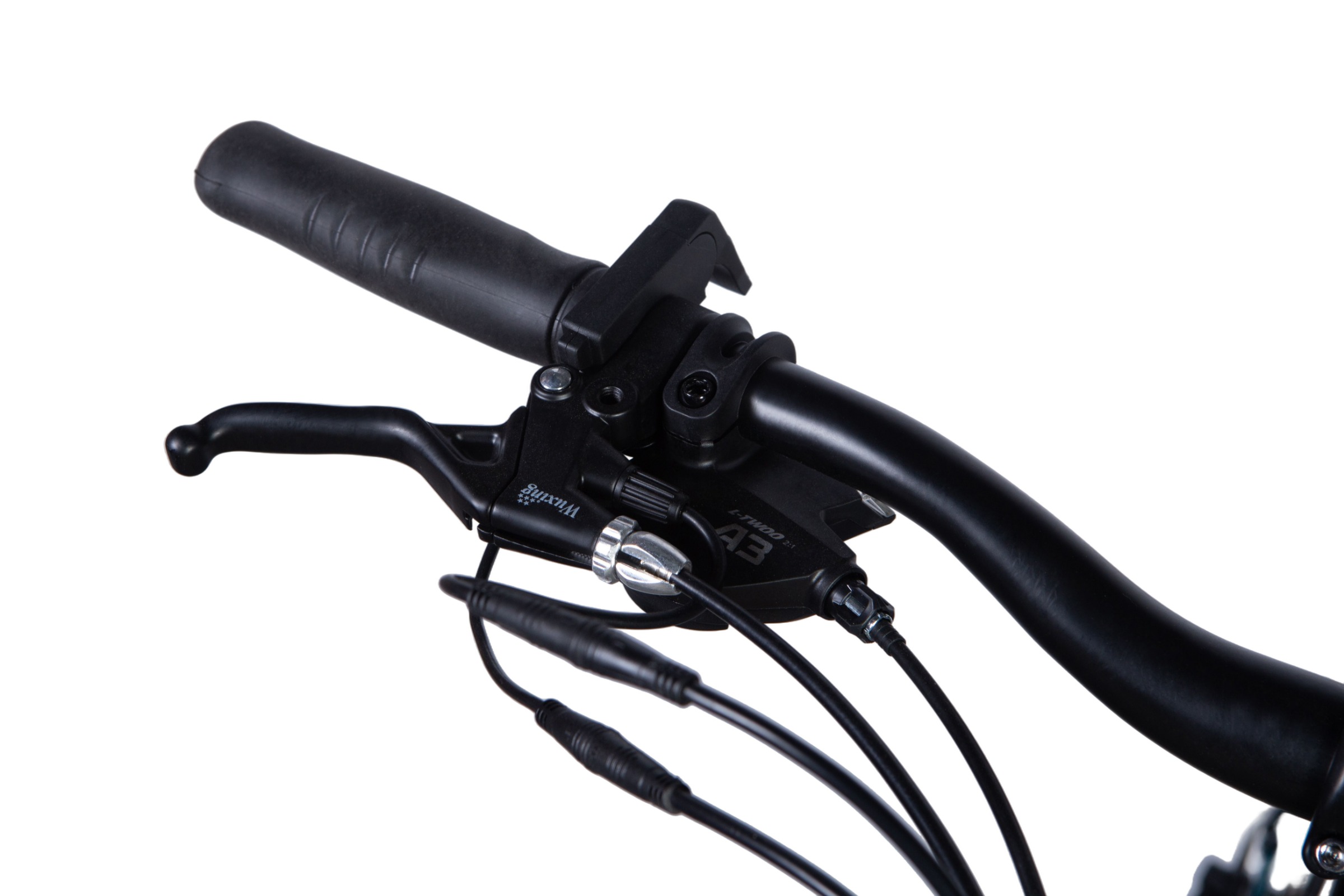 Kerékpár kormány és fék kar közelről.