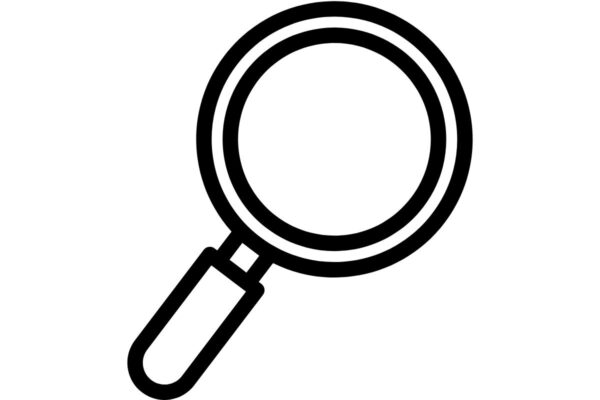 Egyszerű nagyító ikon fekete körvonalakkal.