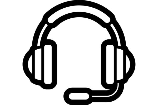 Fekete-fehér headset ikon