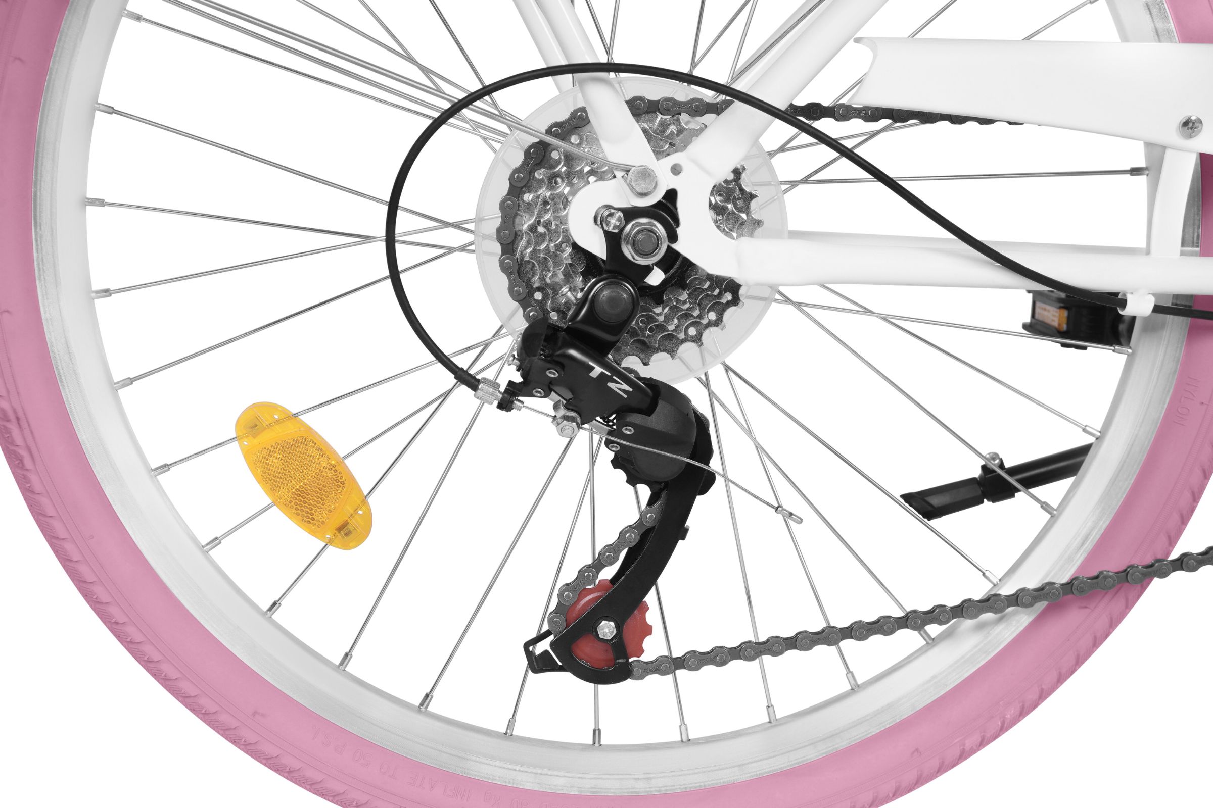 Davi Amelia Gyerek kerékpár 24, 130-165 cm, 7 fokozat, Fehér/Rózsaszín - Image 10