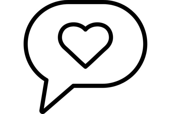 Szív alakú ikon beszéd buborékban