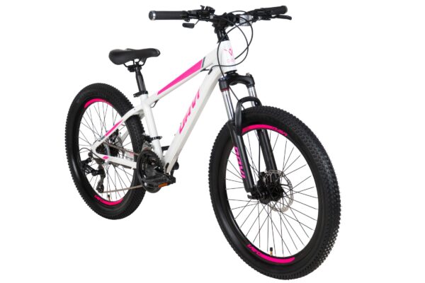 bicicleta mtb davi bella aluminiu, 27.5", 160 185 cm, 21 viteze, alb/roz