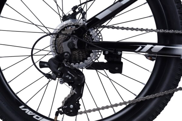 Kerékpár hátsó váltó és lánc részletei