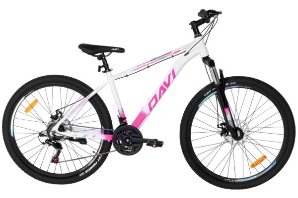 davi bella alumínium mtb kerékpár, 27,5", 160 185 cm, 21 sebesség, rózsaszín/fehér (copy)