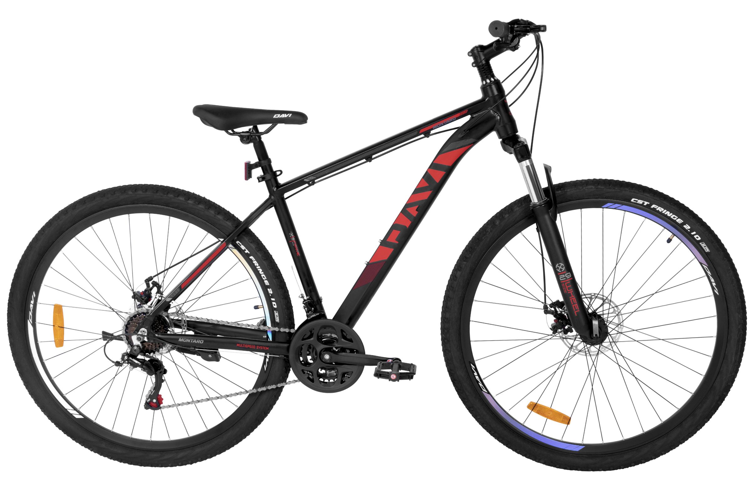 davi montaro alumínium mtb kerékpár, 29", 170–195 cm, 21 sebesség, fekete/piros