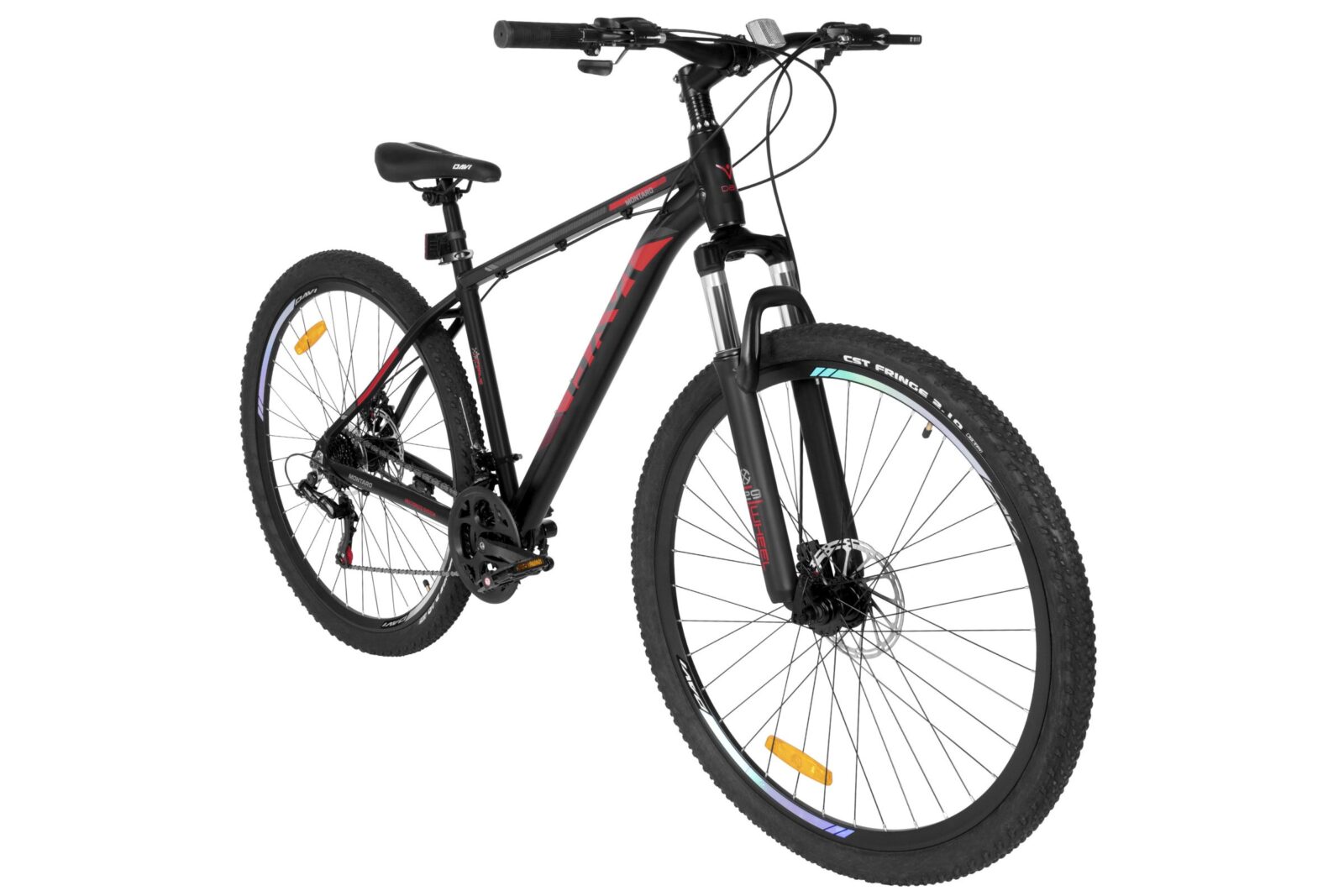davi montaro alumínium mtb kerékpár, 29", 170–195 cm, 21 sebesség, fekete/piros