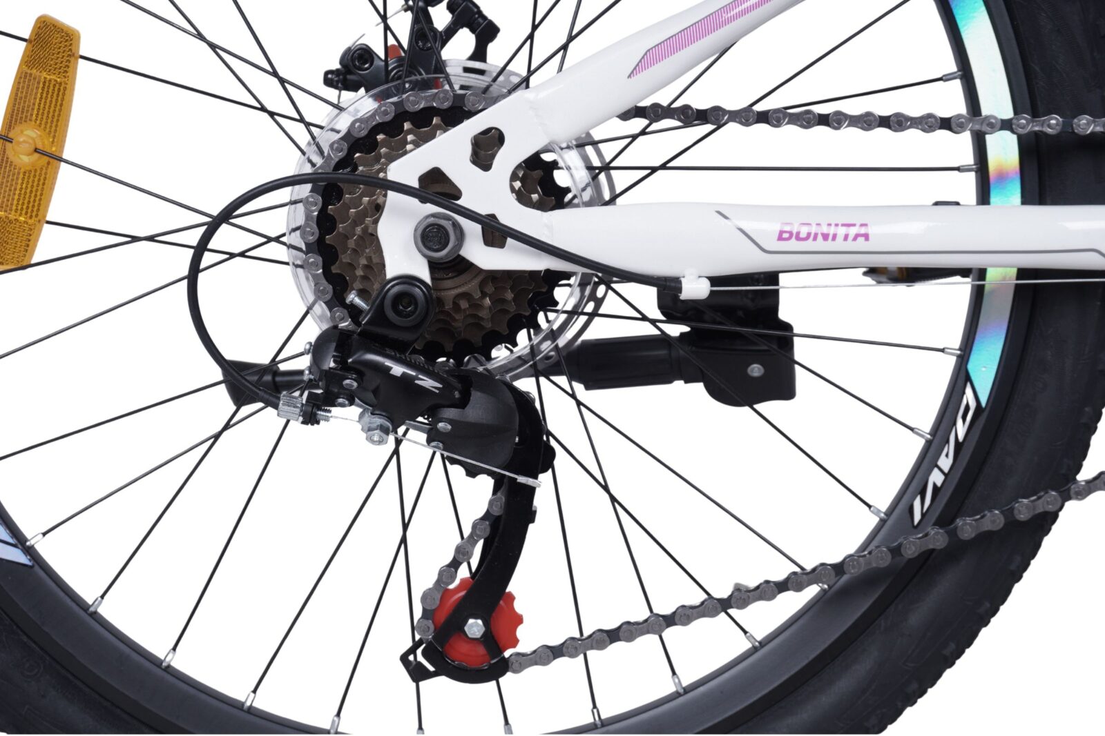 davi bonita 24" gyermek kerékpár, 130 160 cm, 21 sebesség, rózsaszín/fehér