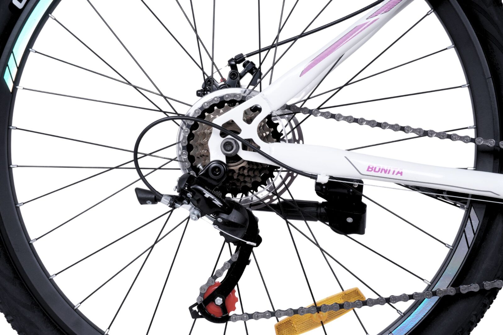 davi bonita mtb kerékpár, 27,5", 160 185 cm, 21 sebesség, fehér/rózsaszín