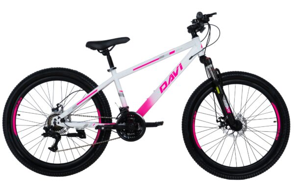 bicicleta mtb davi bonita 26", 145 170 cm, 21 viteze, roz/alb
