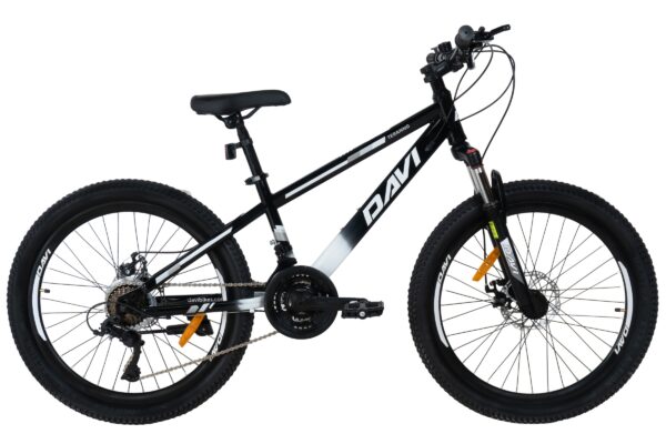 bicicleta copii davi terrano 24", 130 160 cm, 21 viteze, negru/alb