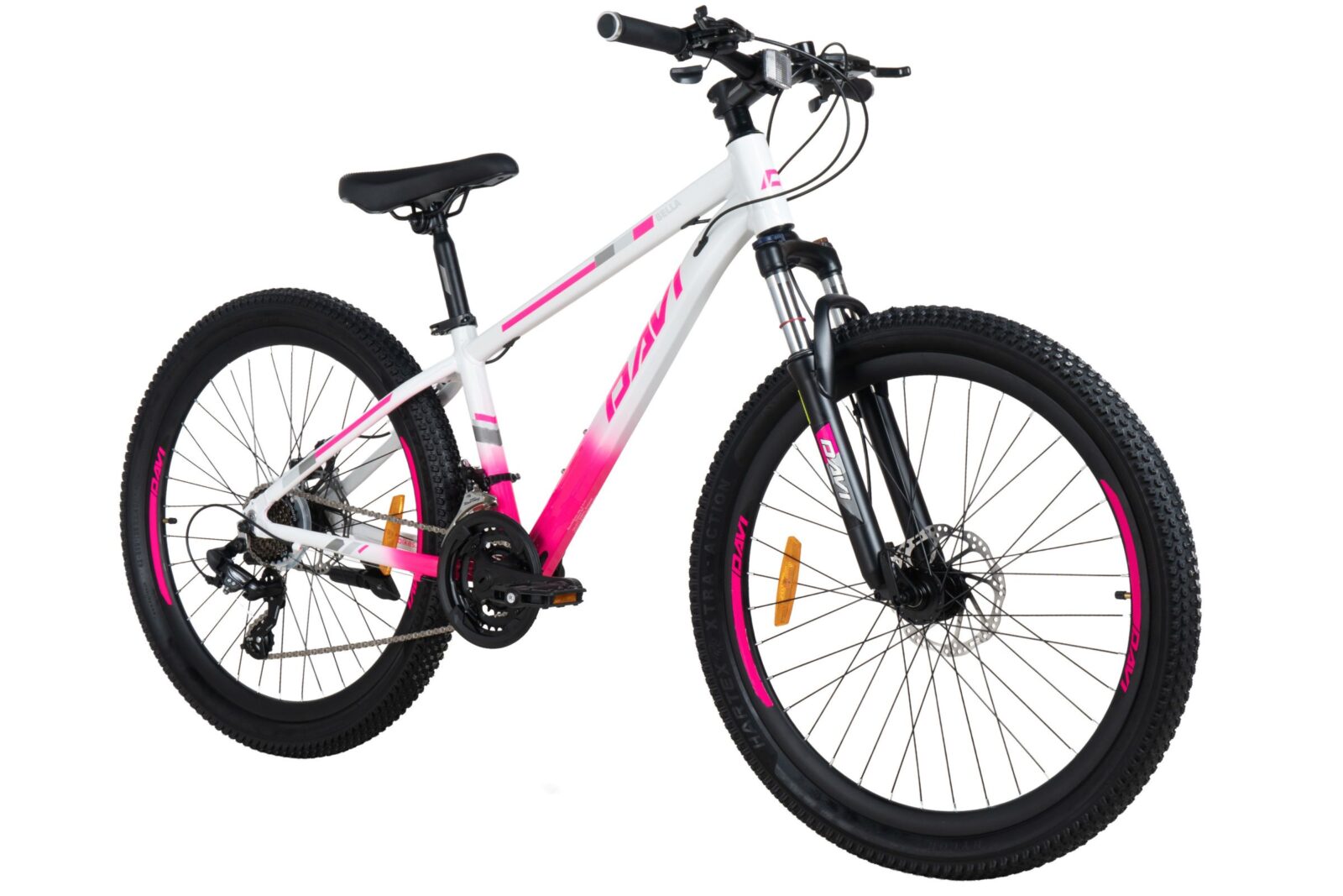 davi bella alumínium mtb kerékpár, 26", 145 170 cm, 21 sebesség, fehér/rózsaszín