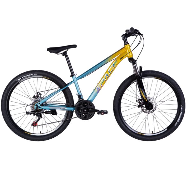 mars 26" mtb kerékpár, 145 170 cm, 21 sebesség, sárga/kék