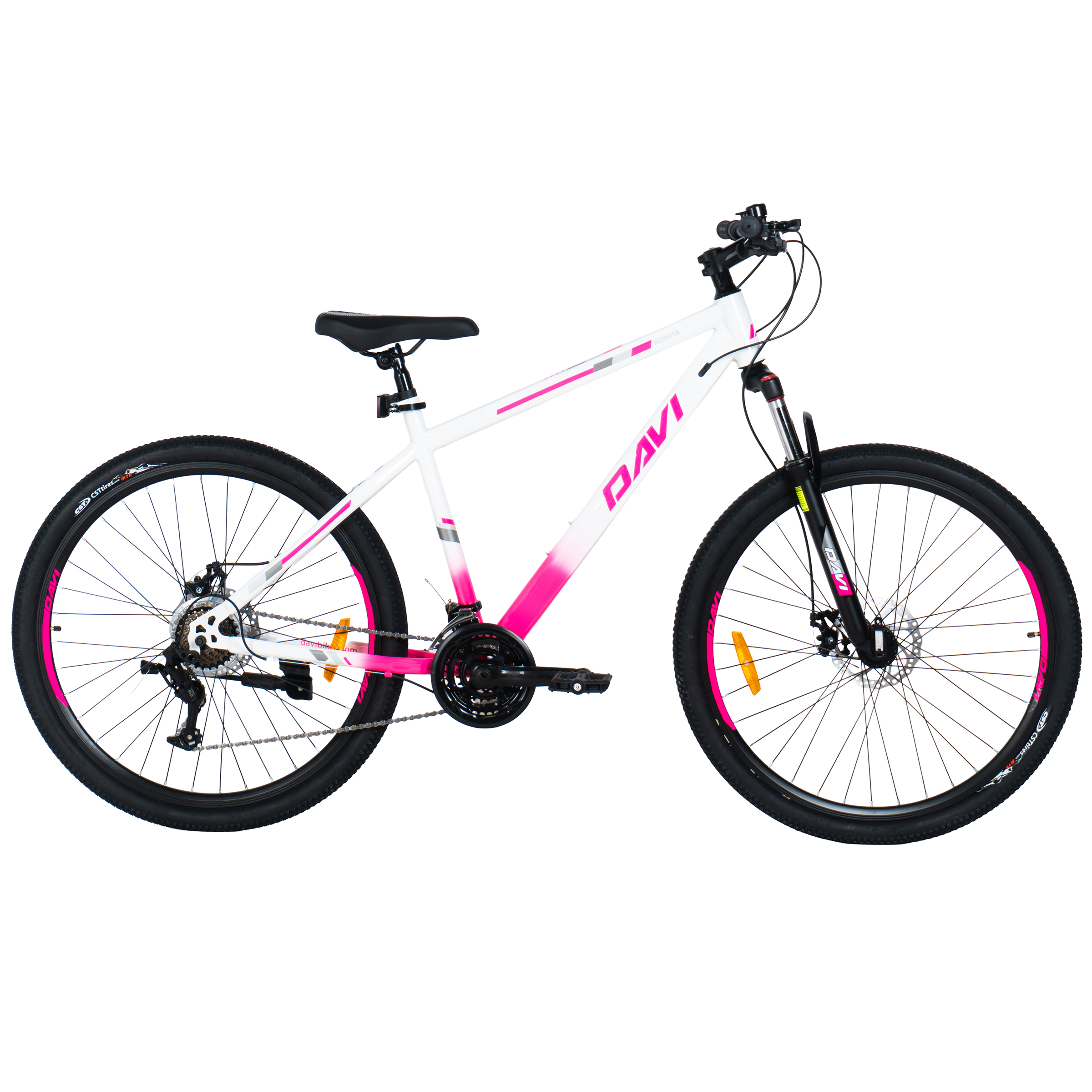 Davi Bonita MTB kerékpár, 27,5", 160-185 cm, 21 sebesség, Fehér/Rózsaszín