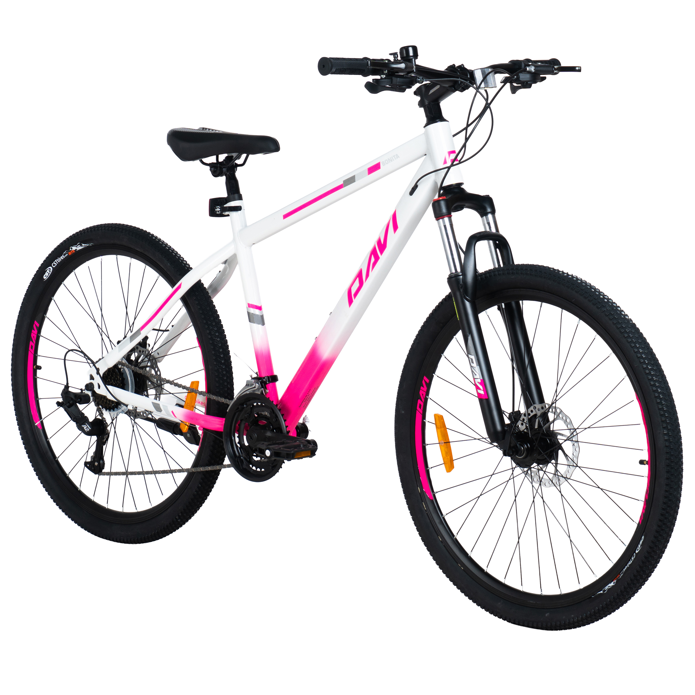 Davi Bonita MTB kerékpár, 27,5", 160-185 cm, 21 sebesség, Fehér/Rózsaszín