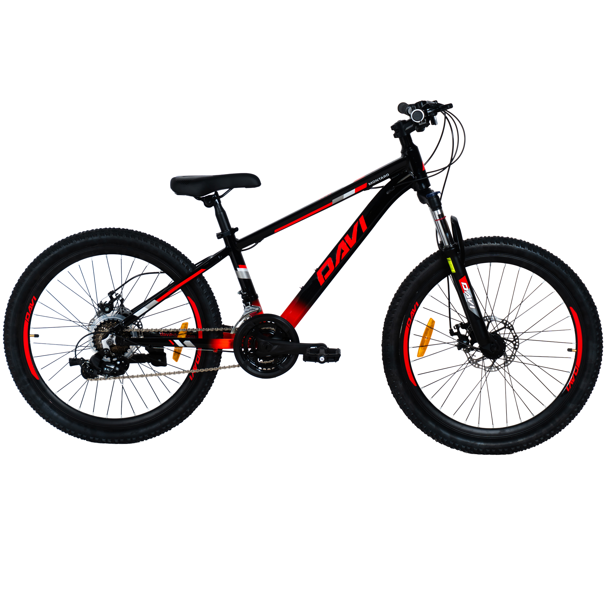Davi Montaro 24" Gyermek kerékpár Alumínium, 130-160 cm, 21 sebesség, Fekete/Piros