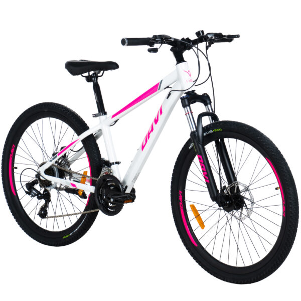 davi bella alumínium mtb kerékpár, 26", 145 170 cm, 21 sebesség, fehér/rózsaszín