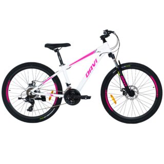 Davi Bella Alumínium MTB kerékpár, 26", 145-170 cm, 21 sebesség, Fehér/Rózsaszín