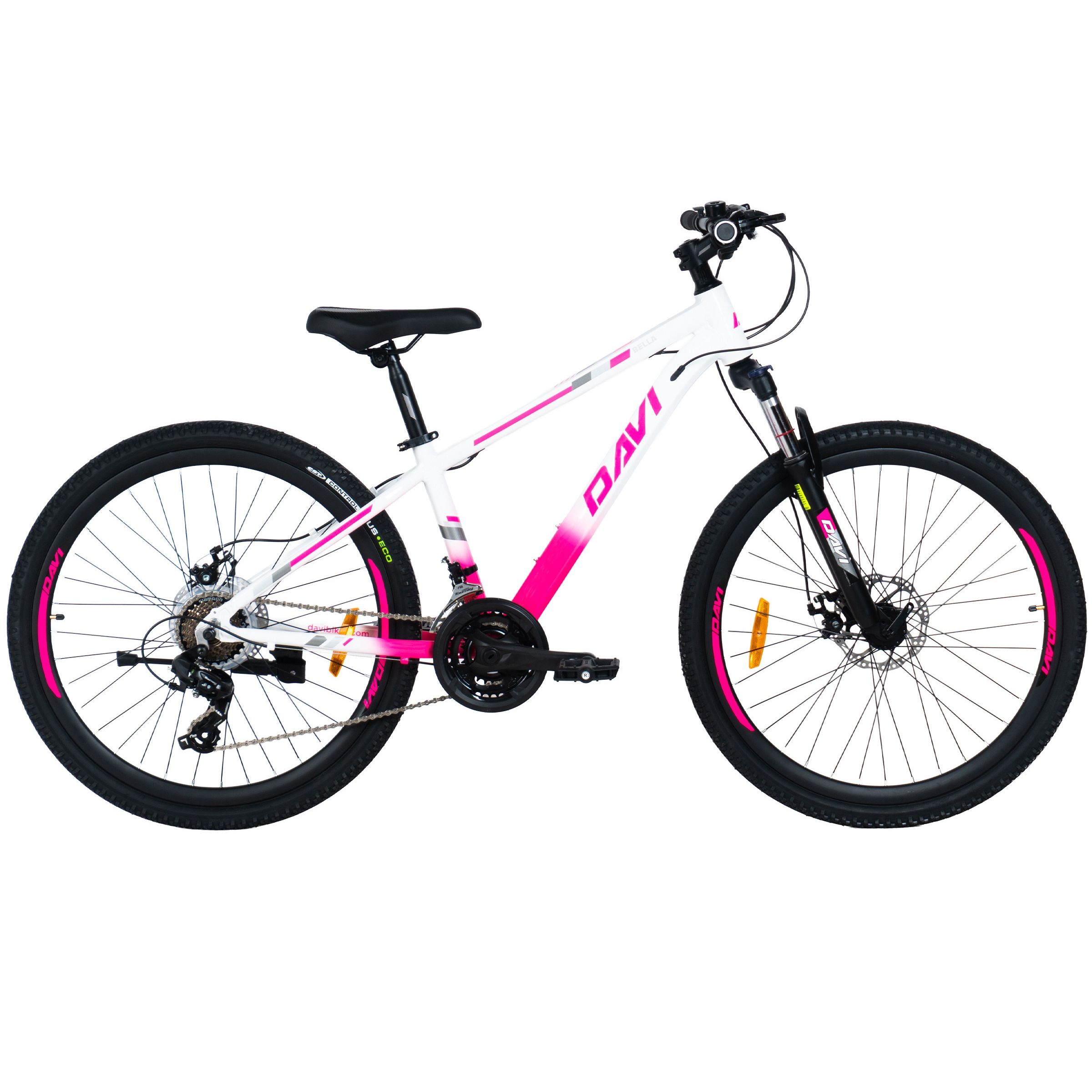 Davi Bella Alumínium MTB kerékpár, 26", 145-170 cm, 21 sebesség, Rózsaszín/Fehér