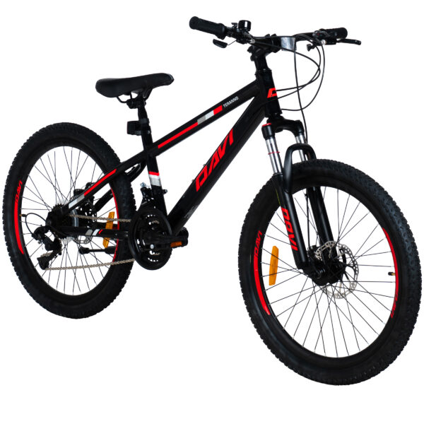 davi terrano mtb gyermek kerékpár 24, 130 160 cm, 21 sebesség, fekete/piros