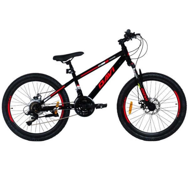 davi terrano mtb gyermek kerékpár 24, 130 160 cm, 21 sebesség, fekete/piros