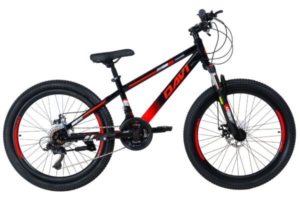 davi terrano mtb gyermek kerékpár, 24, 130 160 cm, 21 sebesség, piros/fekete outlet