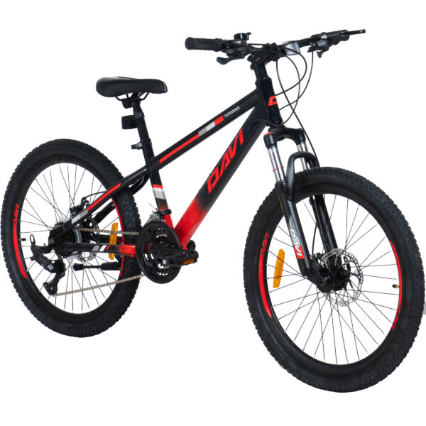 davi terrano mtb gyermek kerékpár, 24, 130 160 cm, 21 sebesség, piros/fekete
