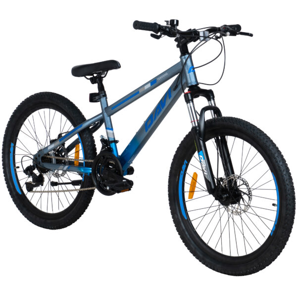 davi terrano mtb gyermek kerékpár, 24, 130 160 cm, 21 sebesség, szürke/kék