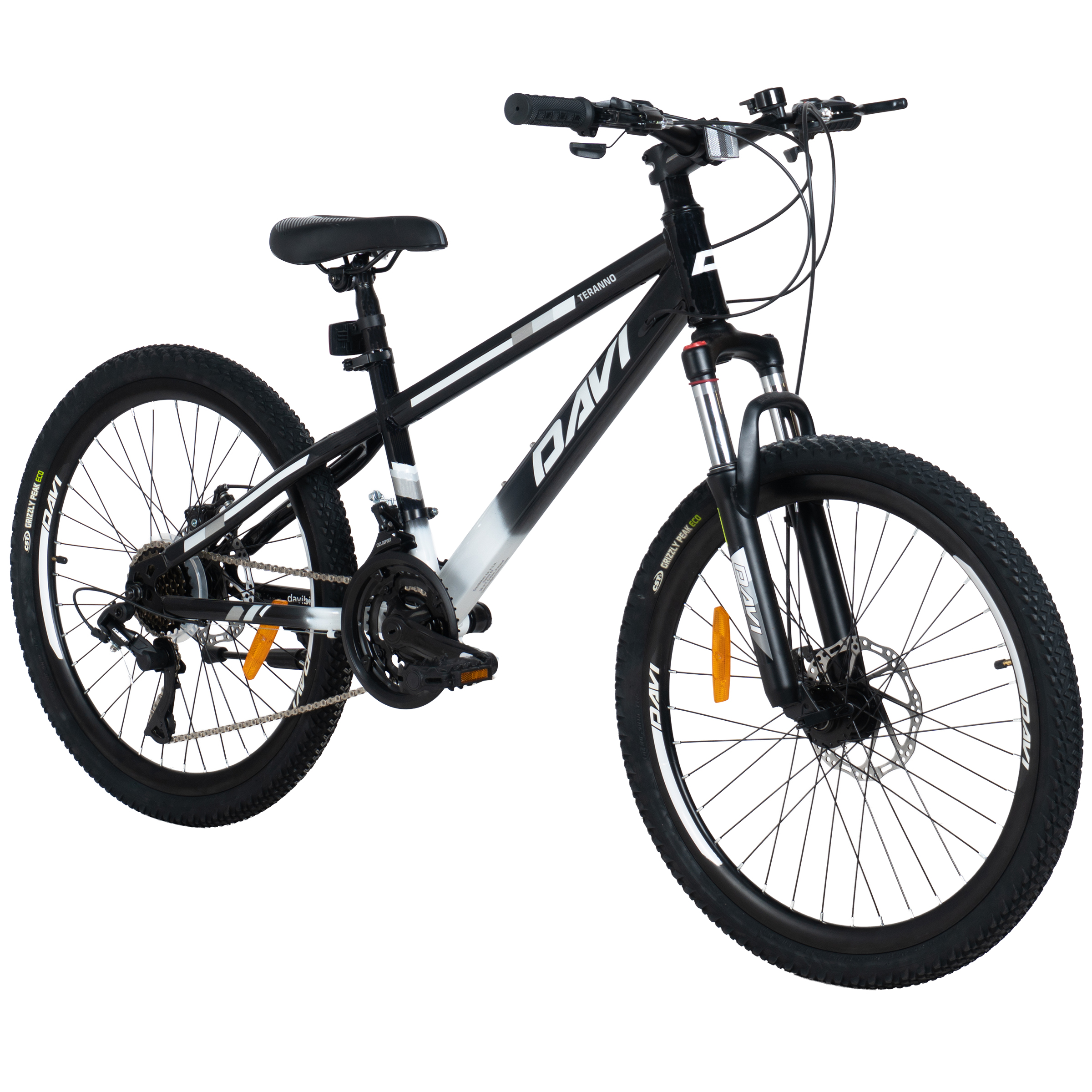 Davi Terrano MTB Gyermek kerékpár 24, 130-160 cm, 21 sebesség, Fekete/Fehér