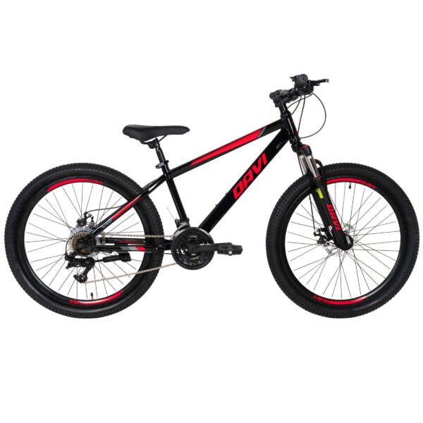 davi terrano mtb kerékpár, 26", 145 170 cm, 21 sebesség, fekete/piros