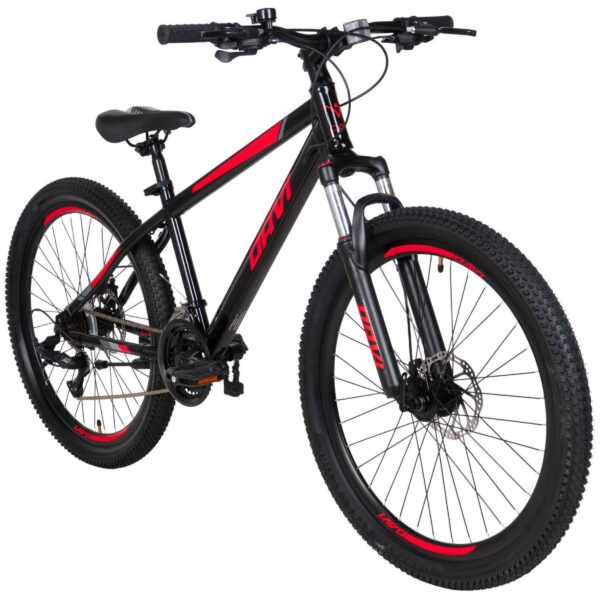 davi terrano mtb kerékpár, 26", 145 170 cm, 21 sebesség, fekete/piros