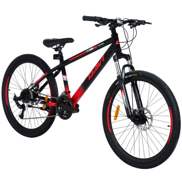davi terrano mtb kerékpár, 26", 145 170 cm, 21 sebesség, piros/fekete
