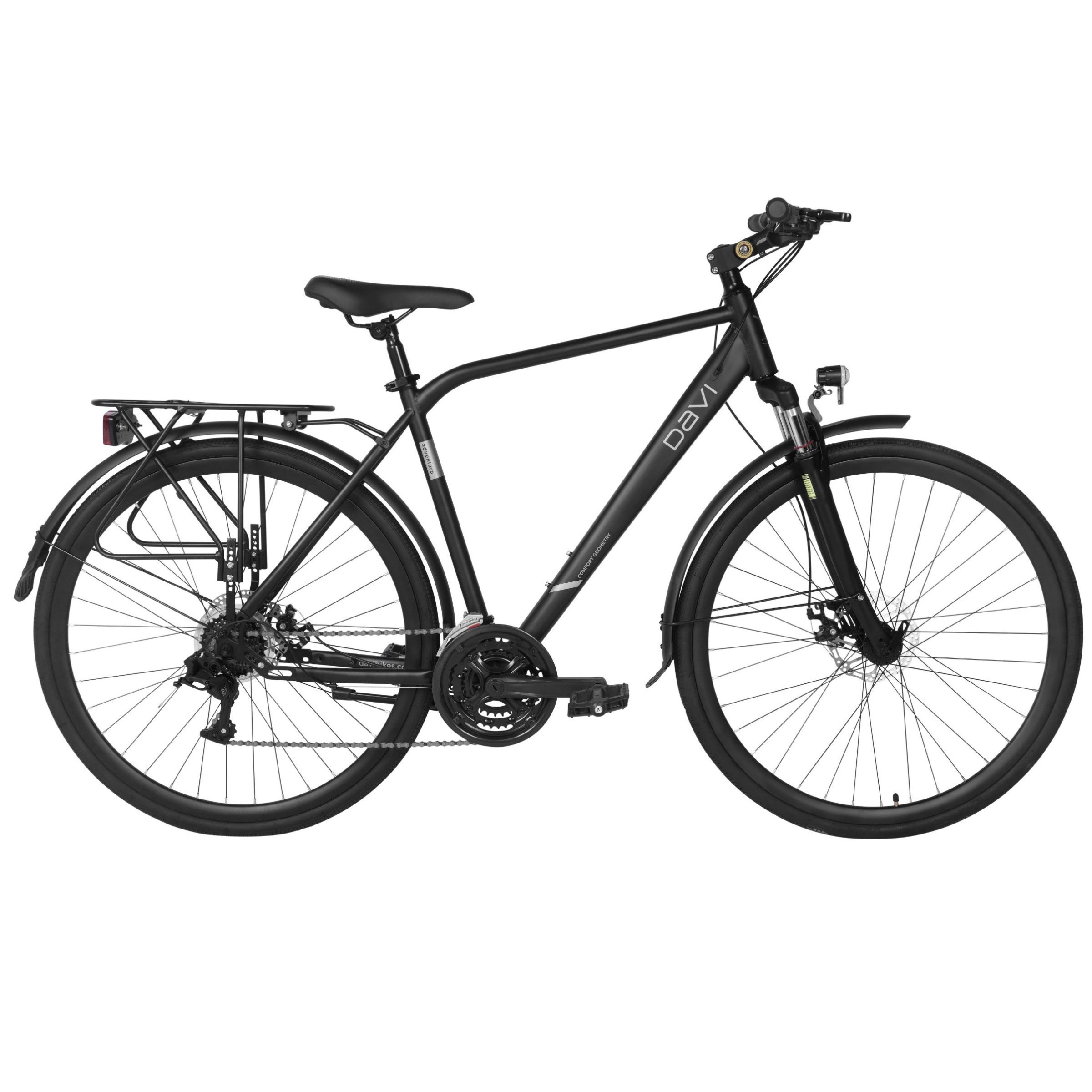 Davi Adventuro Trekking kerékpár 28", 160-185 cm, 21 sebesség, Fekete